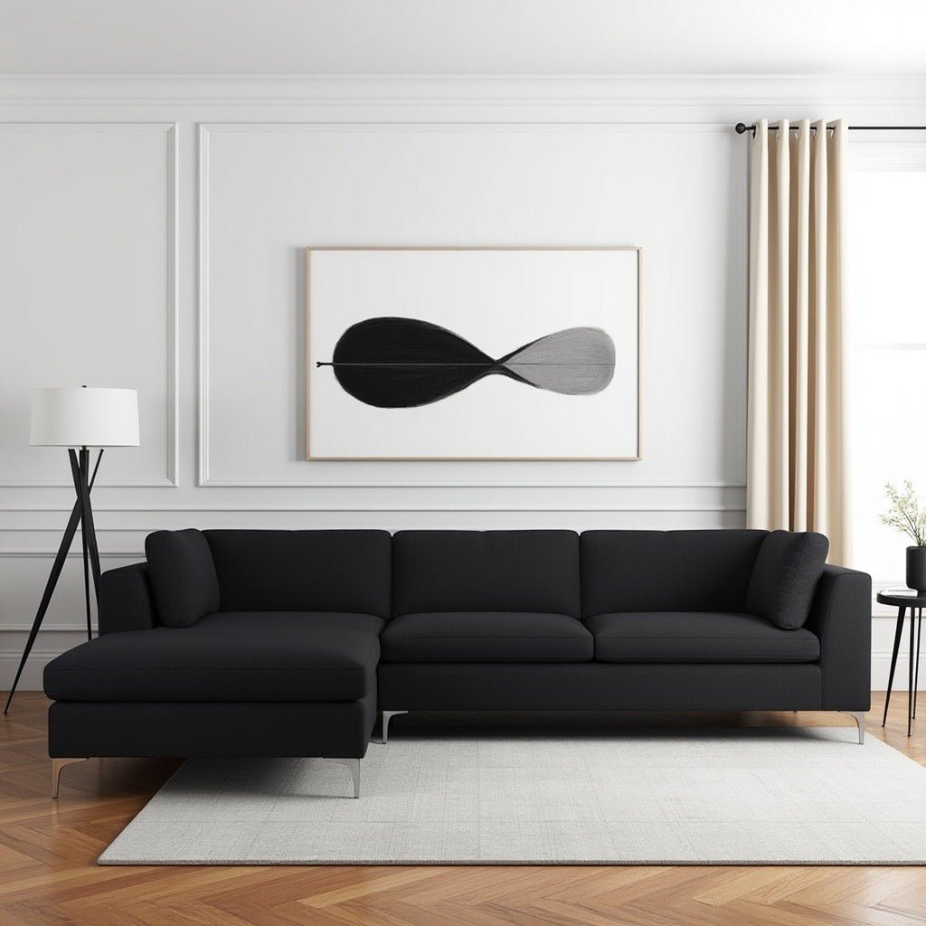 Elfin 4 Seater L Shape Fabric Sofa Set for Living Room - Torque India